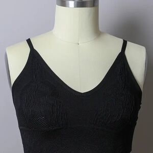 Black Form-Fitting Bra with V-Neckline